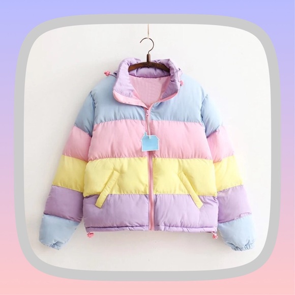 Jackets & Blazers - Kawaii Pastel Puffer Jacket